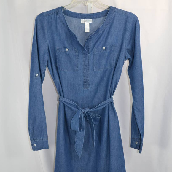just be Dresses & Skirts - Just Be Cotton Chambray Shirt Dress Belted Size S